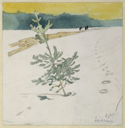 Vinterlandskab (pen og blæk med wc på papir) af Carl Larsson